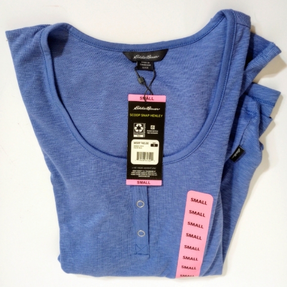 NWT Women's Eddie Bauer Henley long sleeve top, blue, small - Picture 7 of 8